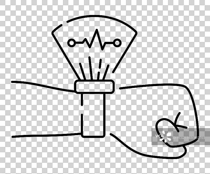 带有智能设备的孤立手部线条图标图片素材