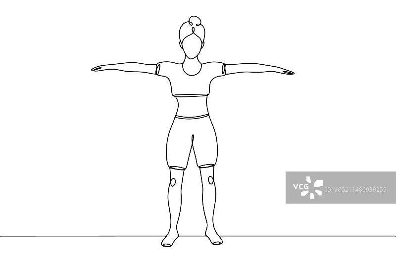 女子单线健身运动图片素材