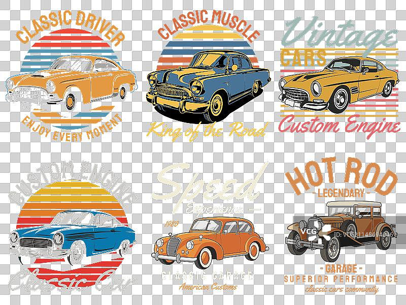 复古汽车T恤设计合集图片素材