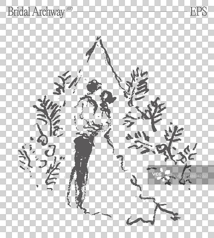 新娘拱门下的婚礼日素描图片素材