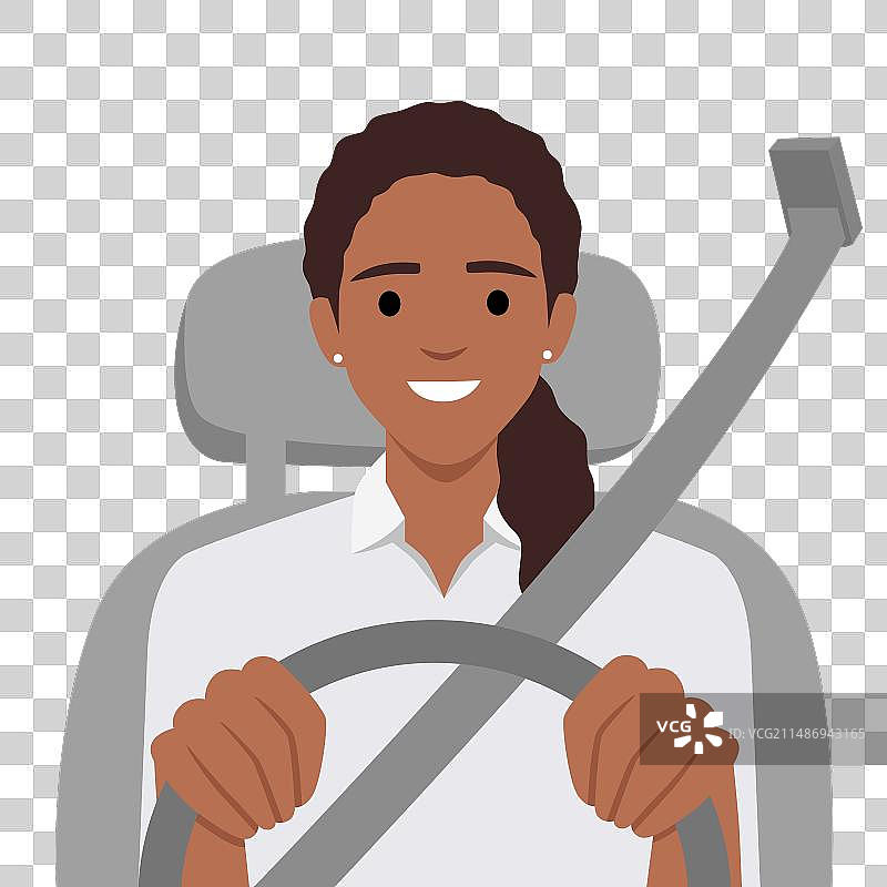 汽车驾驶舱与女司机正面视角图片素材