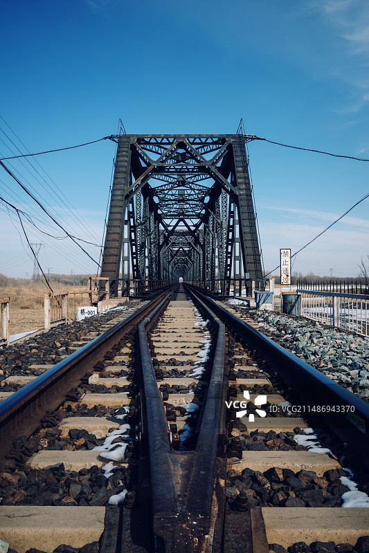 双辽市西辽河铁路大桥（老桥）图片素材