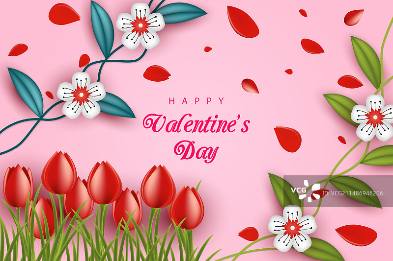 逼真情人节快乐背景图片素材