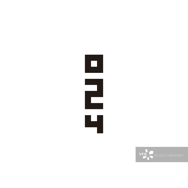 数字0、2和4方形几何符号图片素材