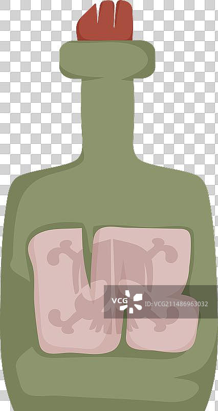 卡通绿色海盗朗姆酒瓶图片素材
