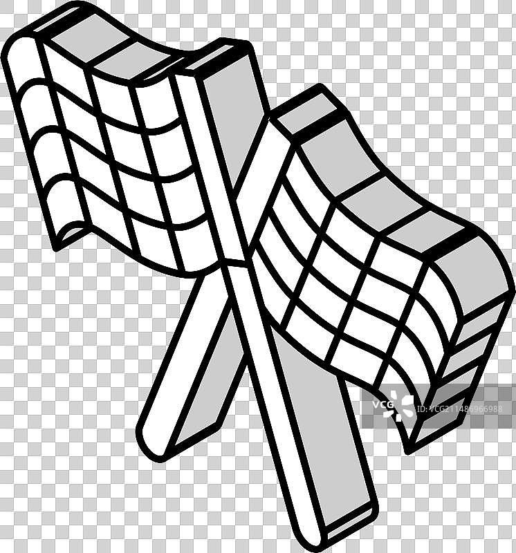 格子旗车辆2.5D图标图片素材