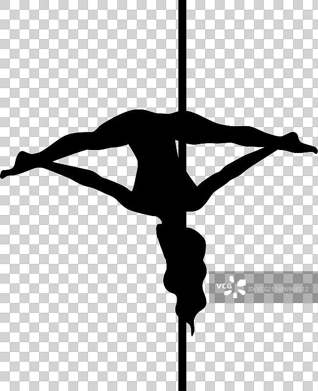 手绘钢管舞者剪影图片素材