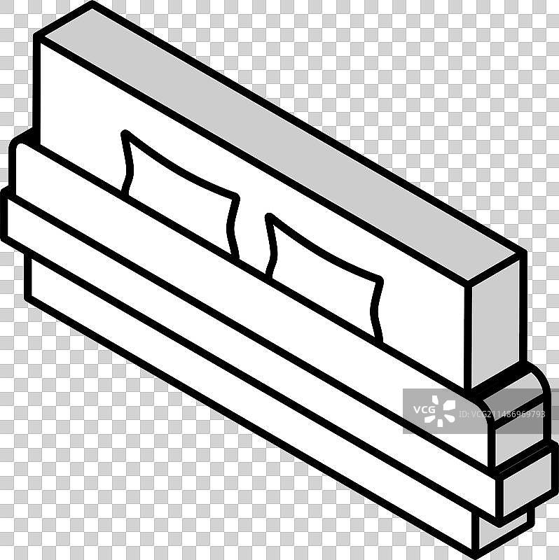 简约时尚的床2.5D图标图片素材