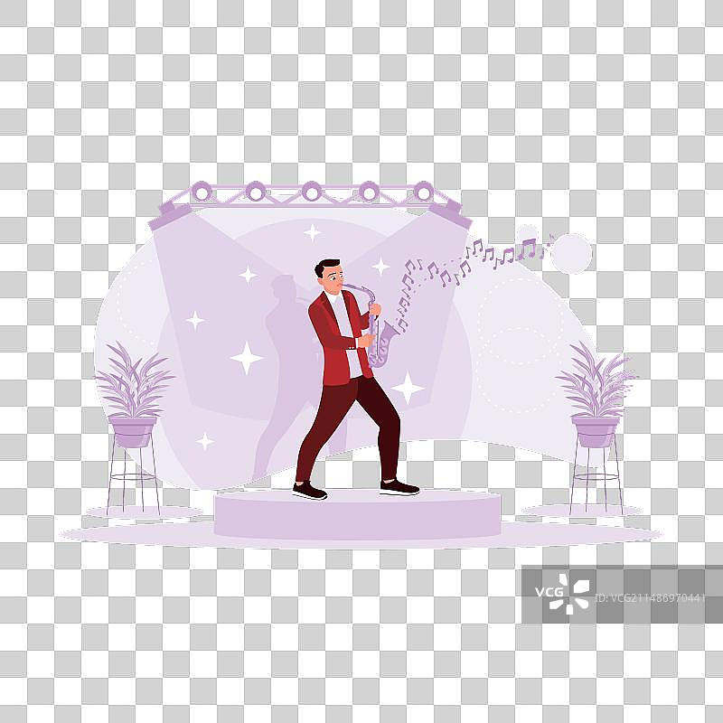 年轻男音乐家演奏萨克斯管图片素材