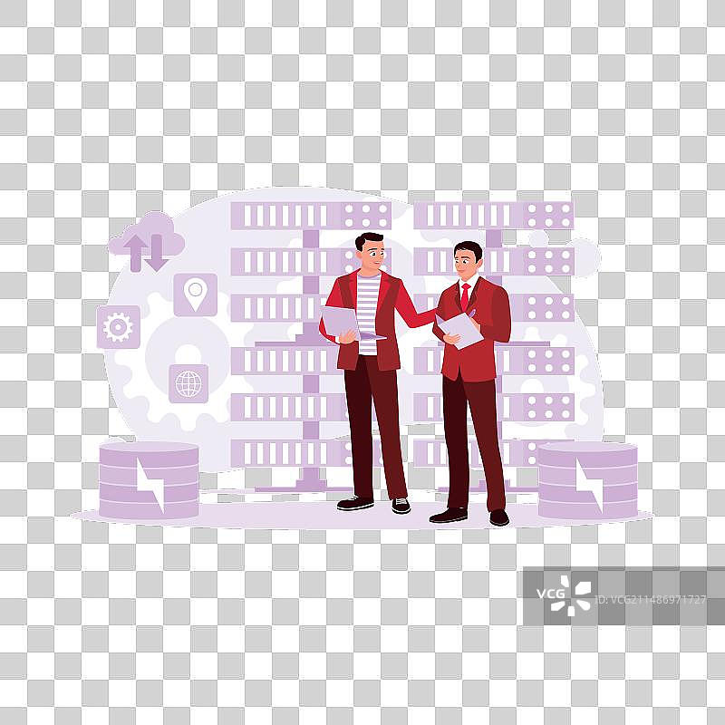 在网络服务器机房的年轻商人图片素材