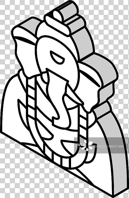 印度象头神等距视角图标图片素材