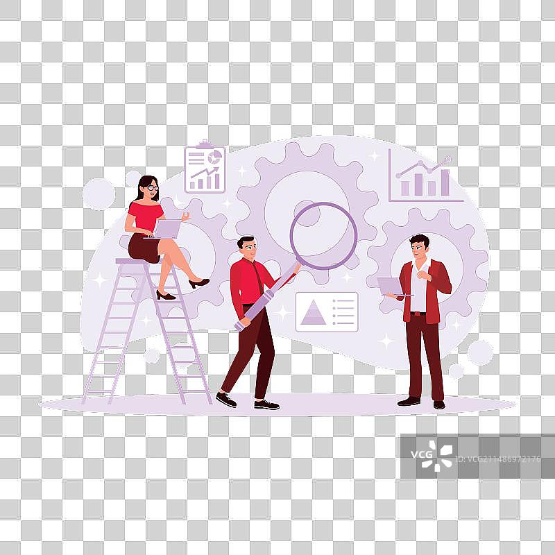 员工携带笔记本电脑和放大镜图片素材