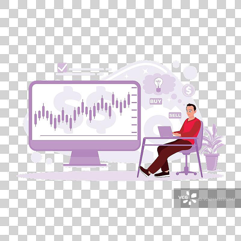 商人用笔记本电脑打开投资界面图片素材