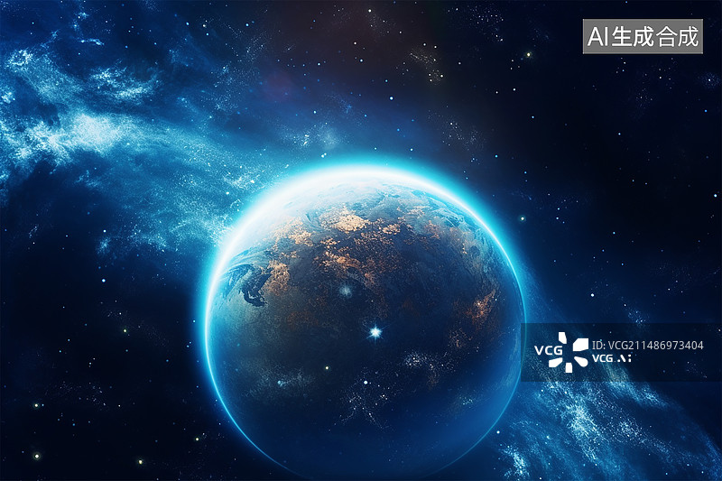 【AI数字艺术】浩瀚太空中的地球图片素材