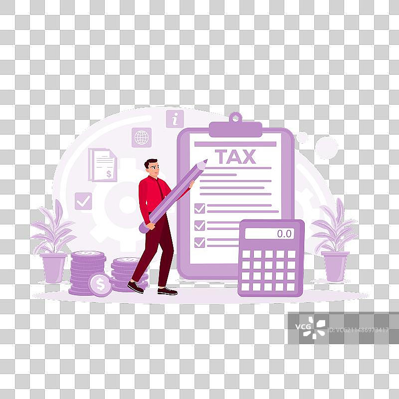 用大铅笔填写税务的商人图片素材