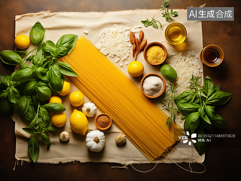 【AI数字艺术】餐桌上的意大利面图片素材