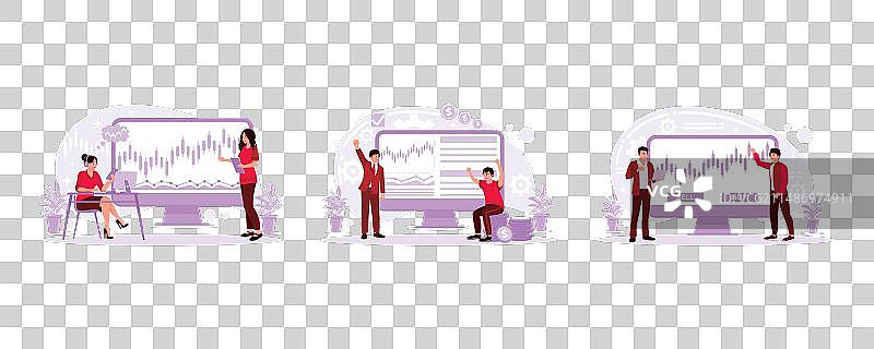 女商人分析指数工人庆祝图片素材