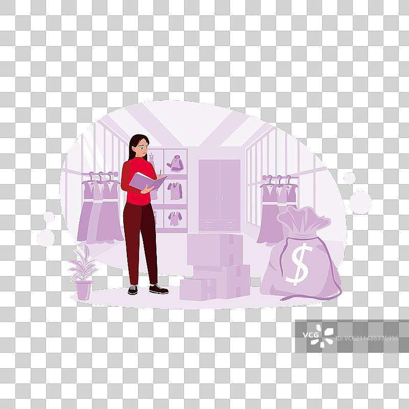服装店主检查服装库存图片素材