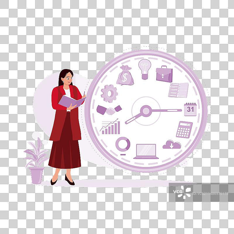 身穿红色西装的女商人拿着一本书图片素材