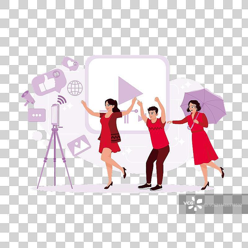 年轻人玩得很开心并录像图片素材