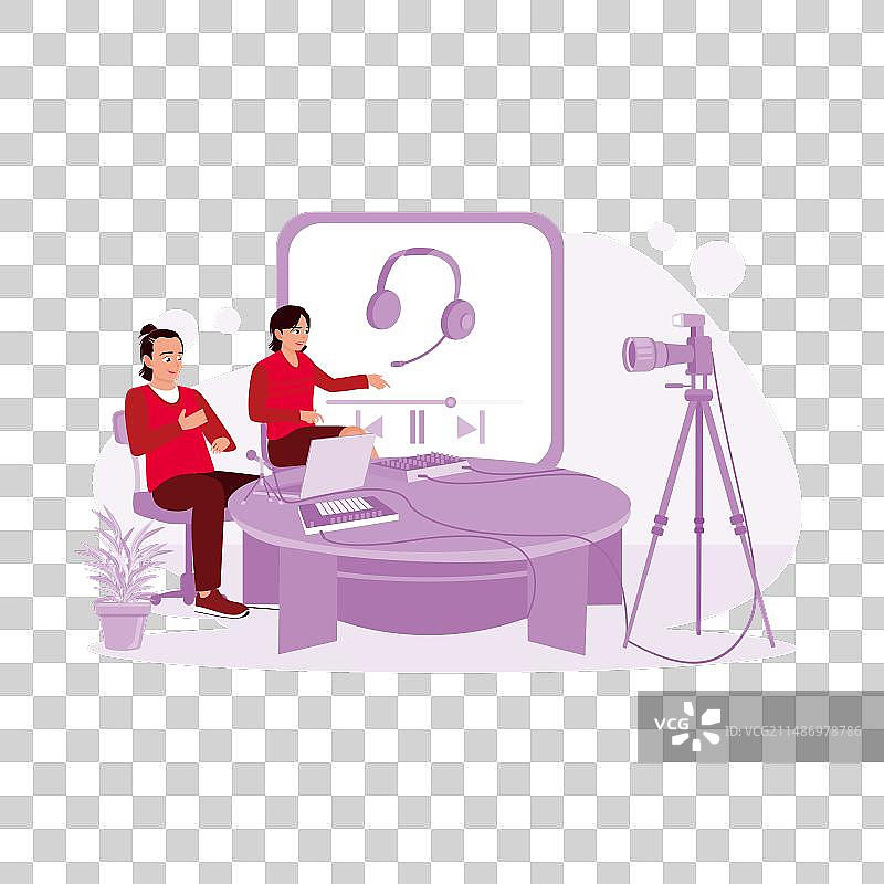 男女博主正在制作和录制图片素材