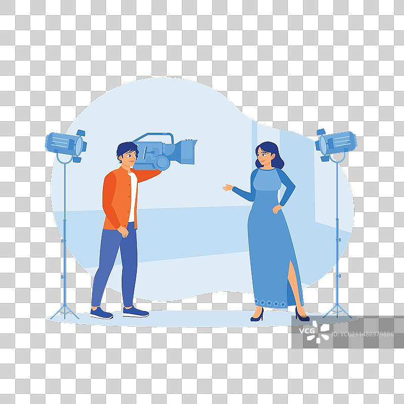 摄影师使用现代设备拍摄女演员图片素材