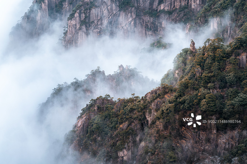 黄山著名景点妙笔生花云海风光图片素材