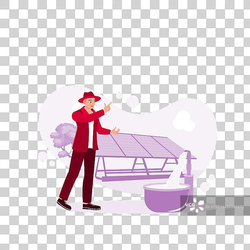 农民使用的水泵和太阳能电池板图片素材