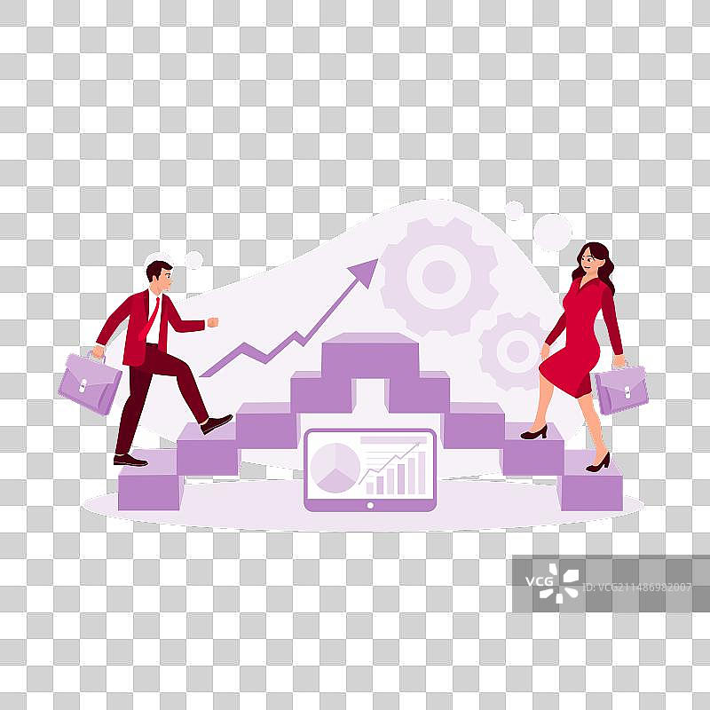 男女攀登职业阶梯图片素材