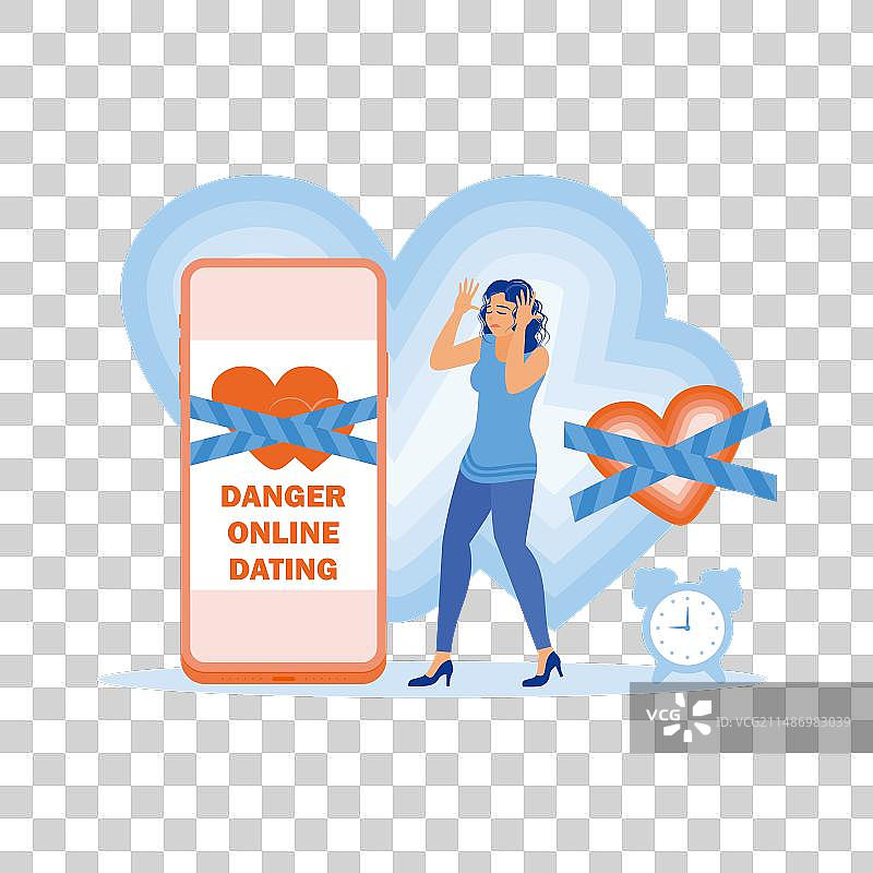 带有警示胶带的手机屏幕（心形）图片素材