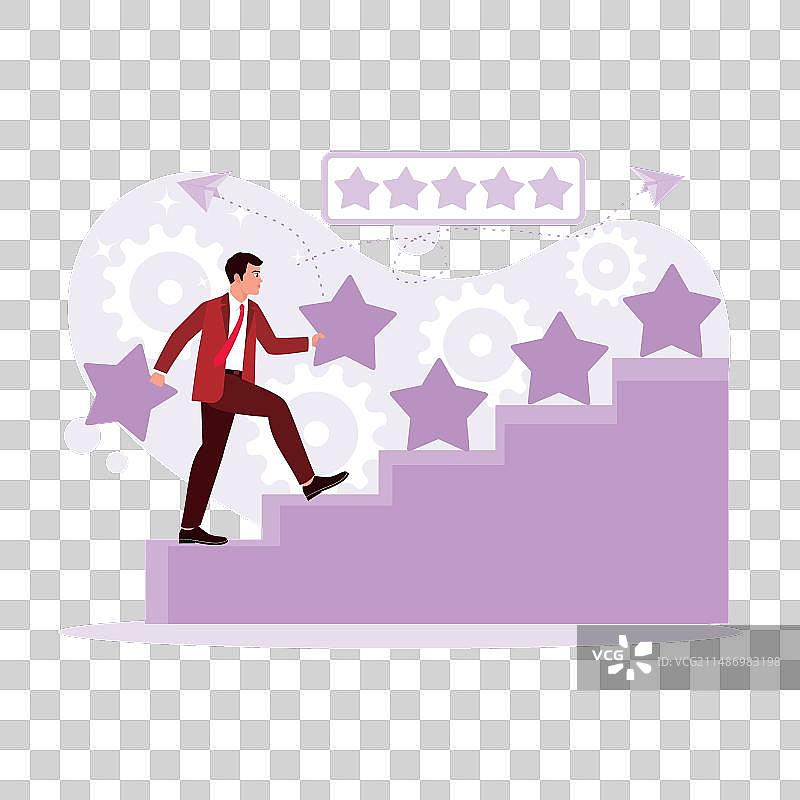 一位商人爬梯子的肖像图片素材