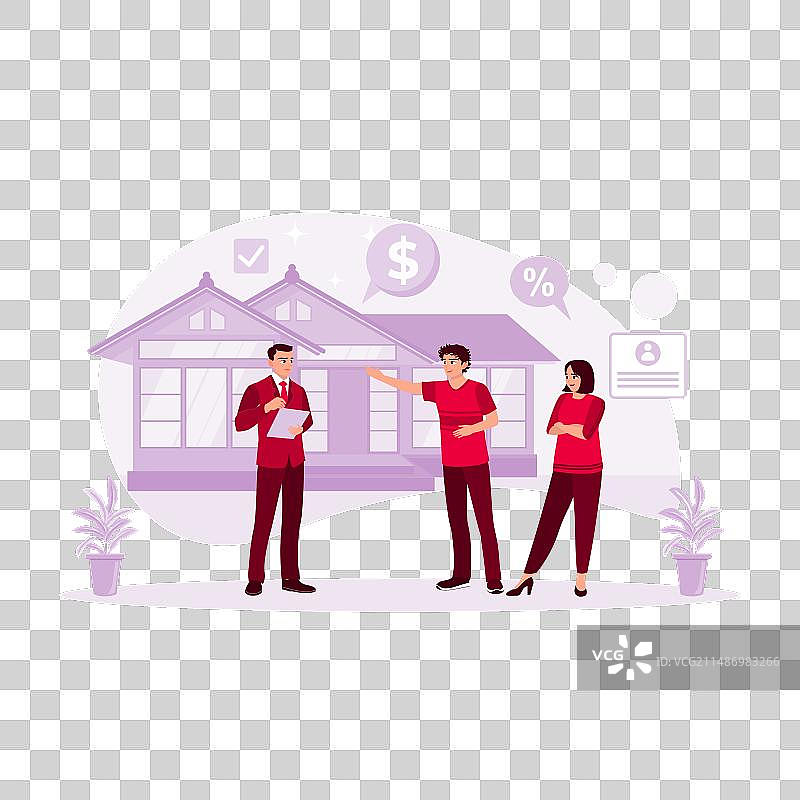 房地产经纪人讲解购房事宜图片素材