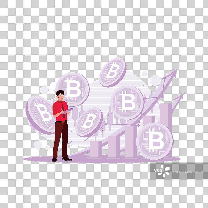 比特币在图表上方盘旋图片素材