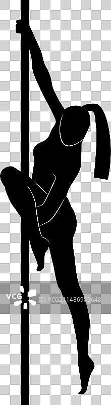手绘钢管舞者剪影图片素材