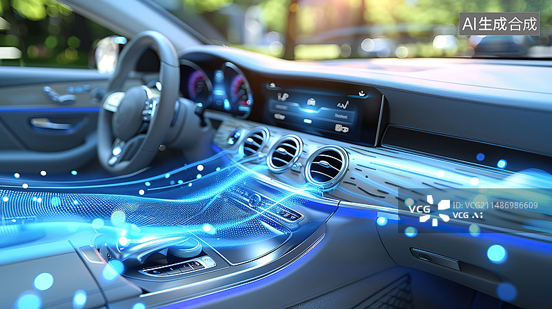 【AI数字艺术】新能源汽车智能空调系统绿色出行图片素材
