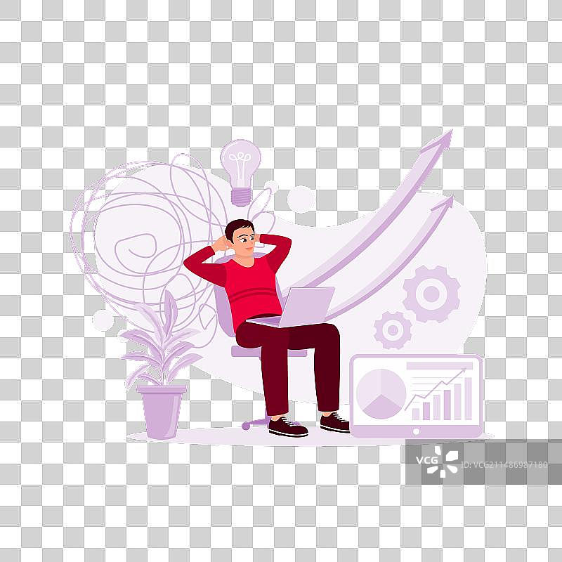 商人坐在笔记本电脑前图片素材