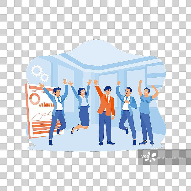 多元化快乐的商业团队举手图片素材