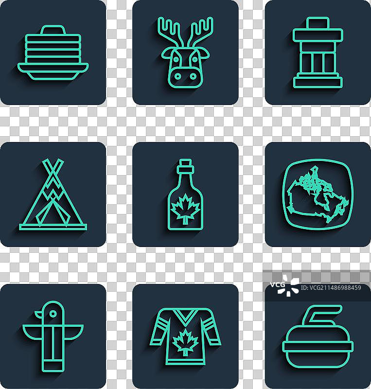 加拿大图腾柱冰球球衣石线条图标图片素材