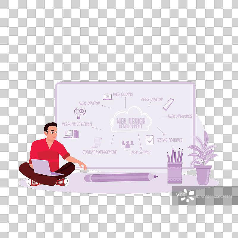 男子制作网页设计和开发图表图片素材