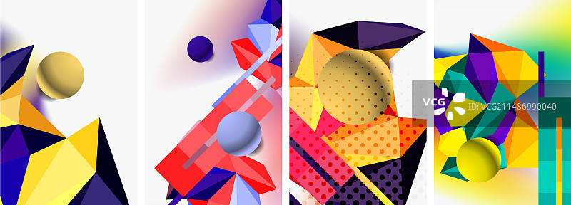 三维球面和三维低多边形设计图片素材