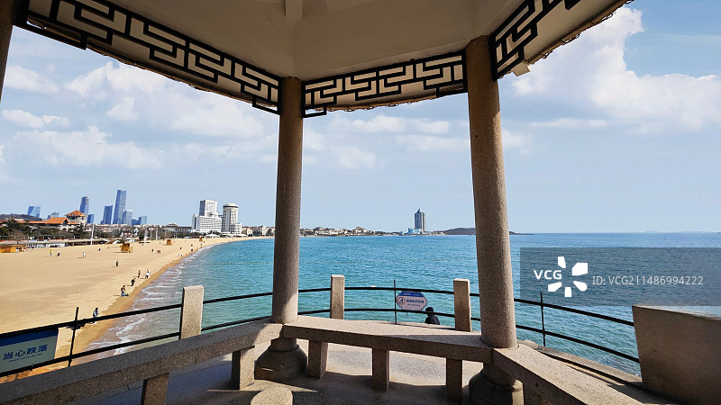 亚洲最美的海水浴场---中国青岛第一海水浴场图片素材