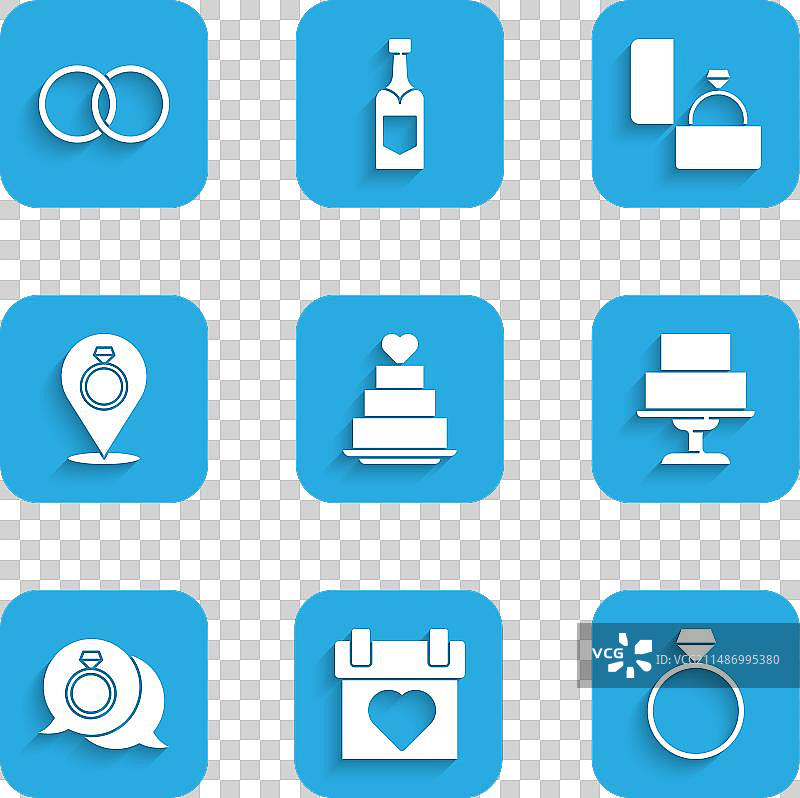 带心形日历钻石的婚礼蛋糕设置图片素材