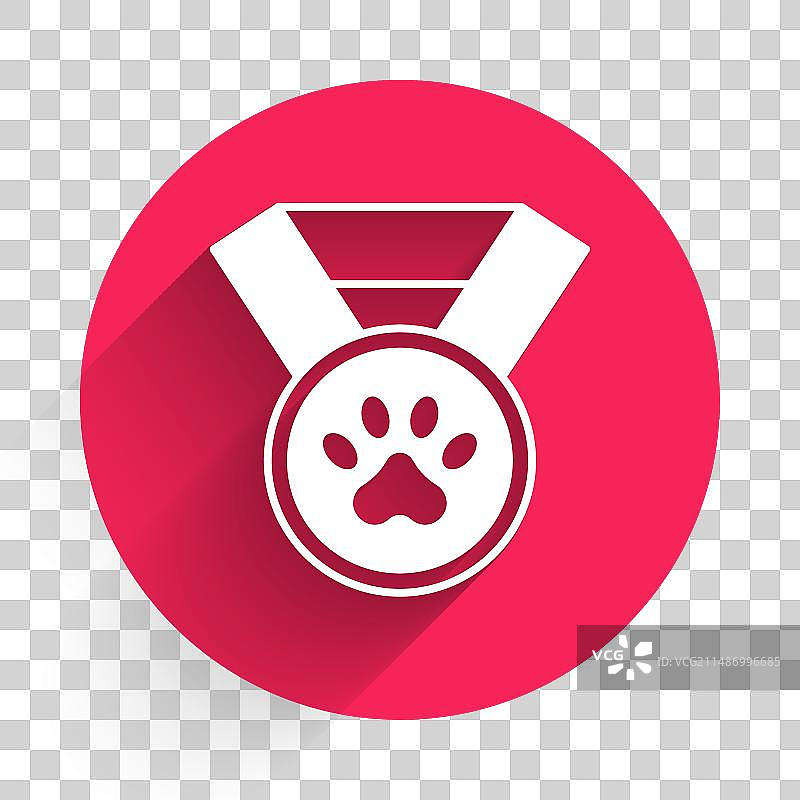 白色宠物奖励标志图标，长阴影图片素材