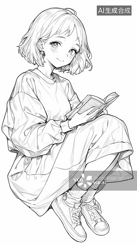 【AI数字艺术】线稿全身像图片素材