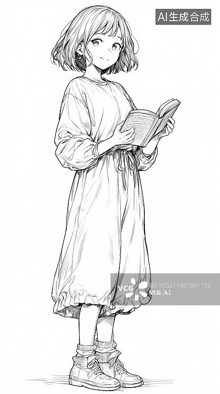 【AI数字艺术】线稿全身像图片素材
