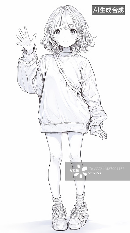 【AI数字艺术】线稿全身像图片素材