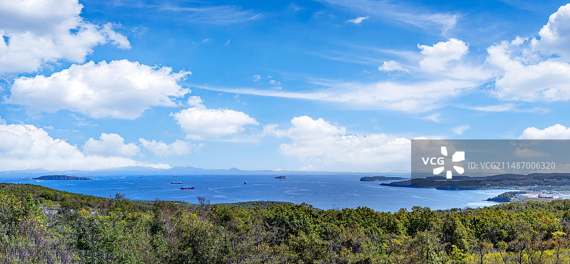 海参崴符拉迪沃斯托克俄罗斯岛波斯佩洛娃炮台堡垒要塞远眺乌苏里湾图片素材