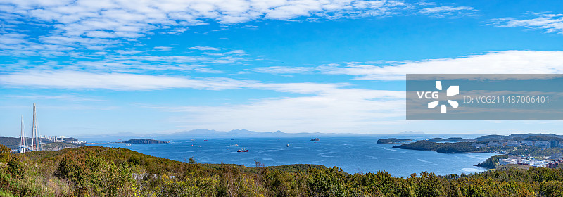 海参崴符拉迪沃斯托克俄罗斯岛波斯佩洛娃炮台堡垒要塞远眺乌苏里湾图片素材