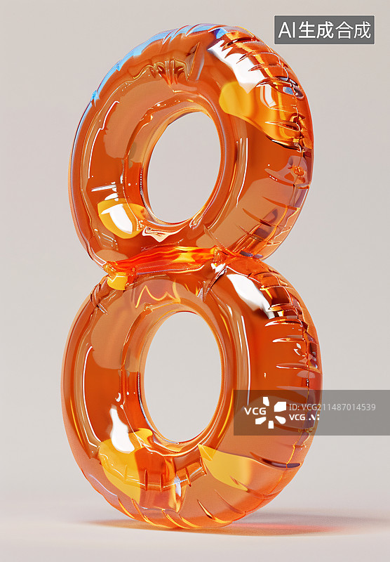 【AI数字艺术】3d渲染数字字体8，数字8的倒计时概念图片素材