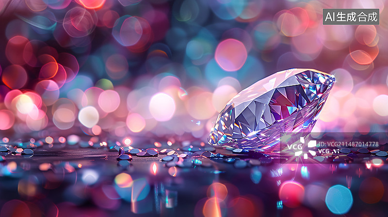 【AI数字艺术】红色背景上的红色钻石，情人节爱情概念插图图片素材